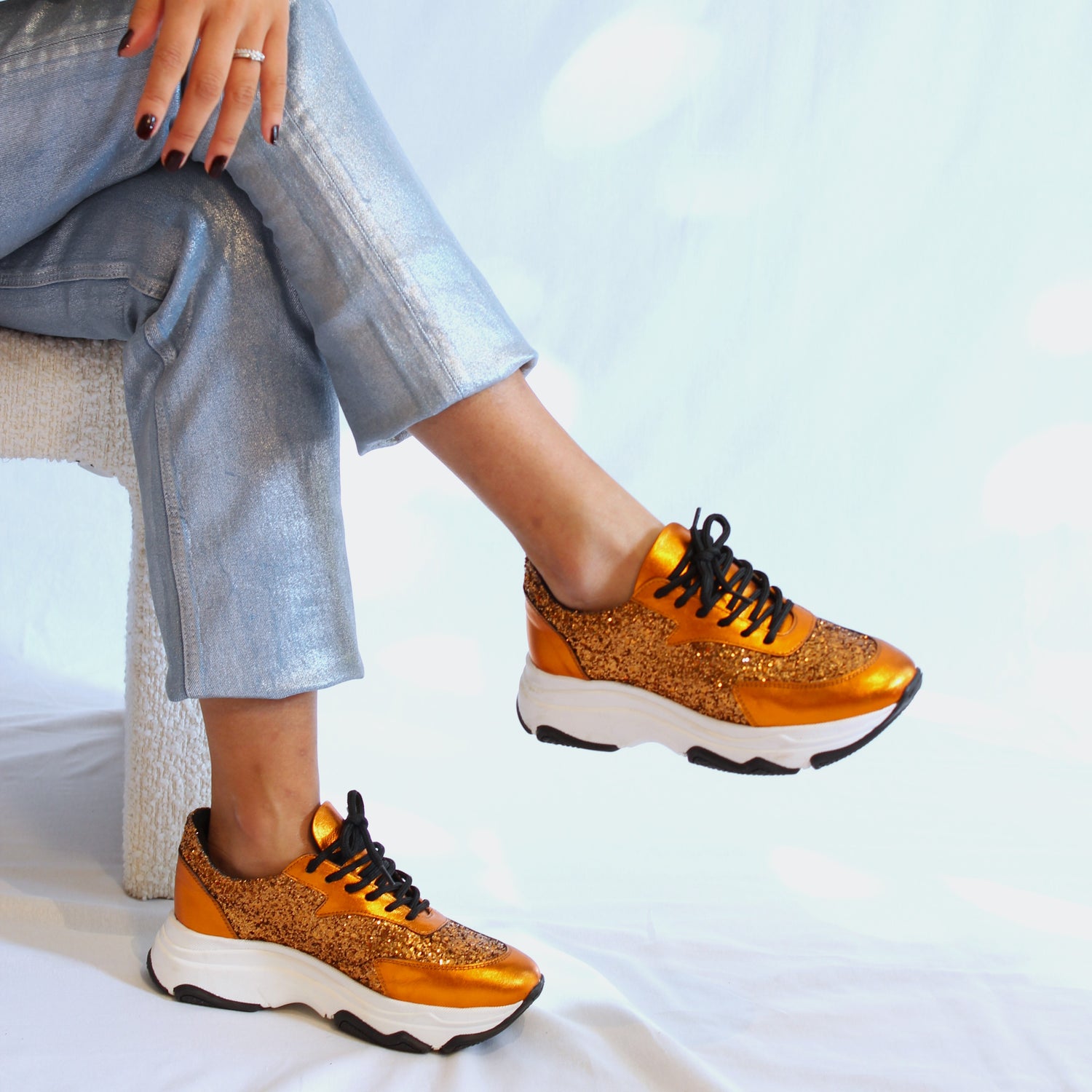 Poppy Sneaker - Orange Glitter